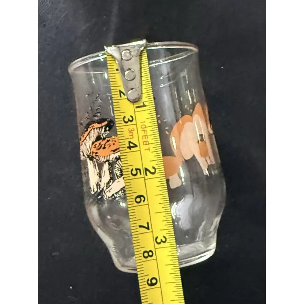 1970s Mushroom Juice Glasses Set of 3 Orange Toadstool Cottagecore Retro Barware
